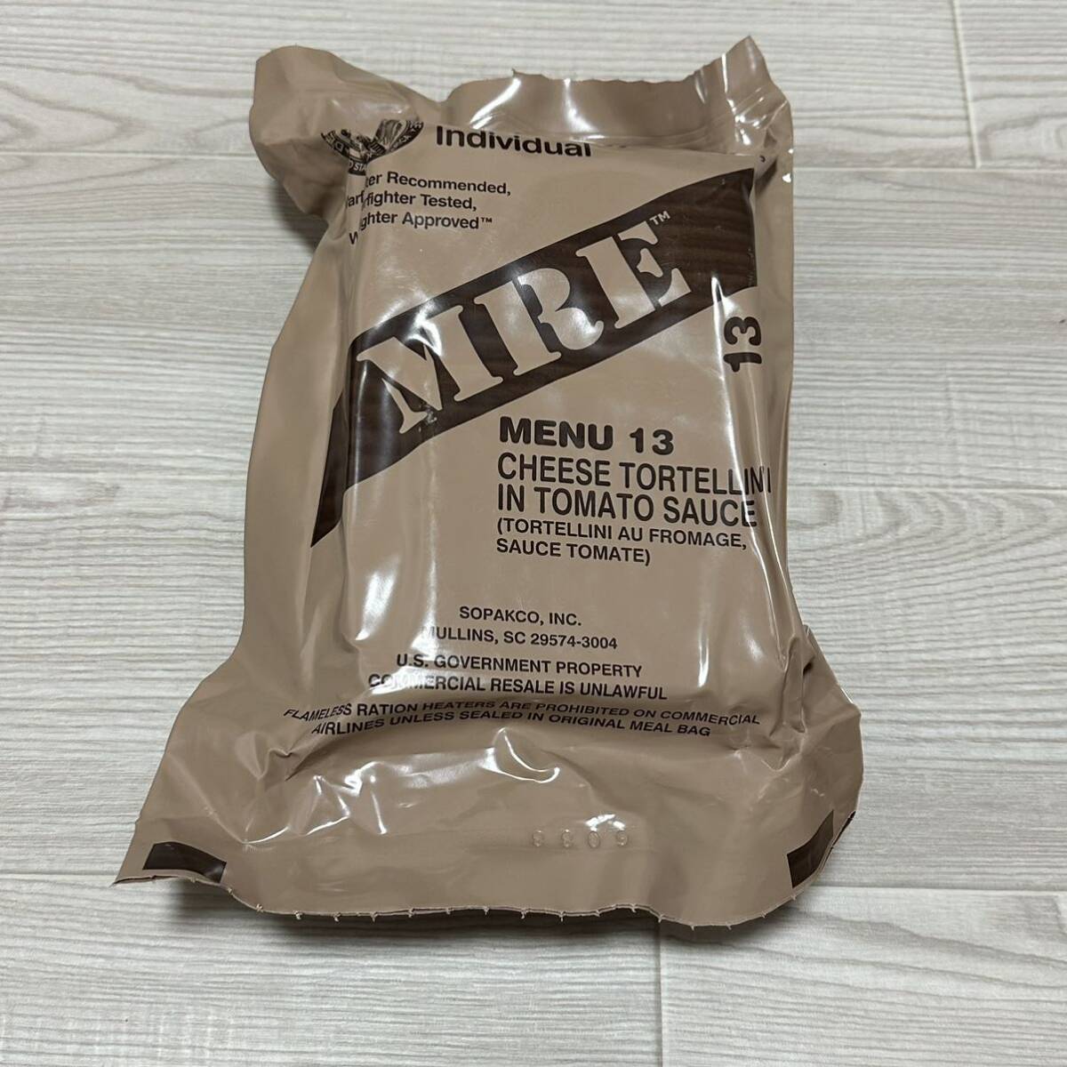 沖縄 米軍実物 MRE MEAL READY TO EAT INDIVIDUAL SOPAKCO スパコ レーション MENU 13 2019年2月 検品 (管理番号RE210!)_画像1