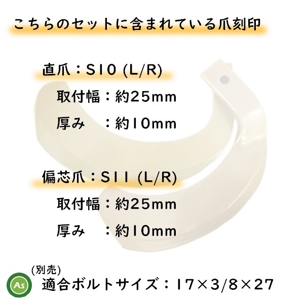 イセキ トラクター 耕うん爪 スーパーゴールド爪 36本セット 63-76 S10,S11 東亜重工製 ロータリー爪_画像2