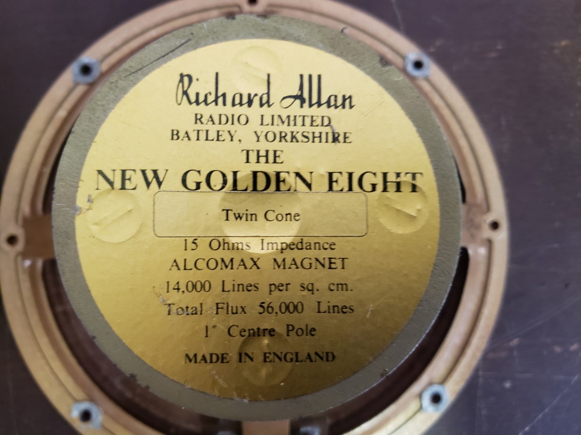 Richard Allan Richard a Len THE NEW GOLDEN EIGHT Twin Cone 15Ω speaker pair ENGLAND