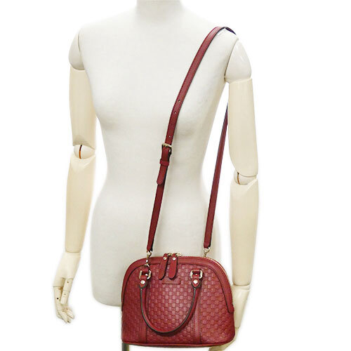 グッチ バッグ GUCCI レザー マイクログッチシマ 2WAY ハンドバッグ ショルダーバッグ レッド レディース 449654 06313_画像10