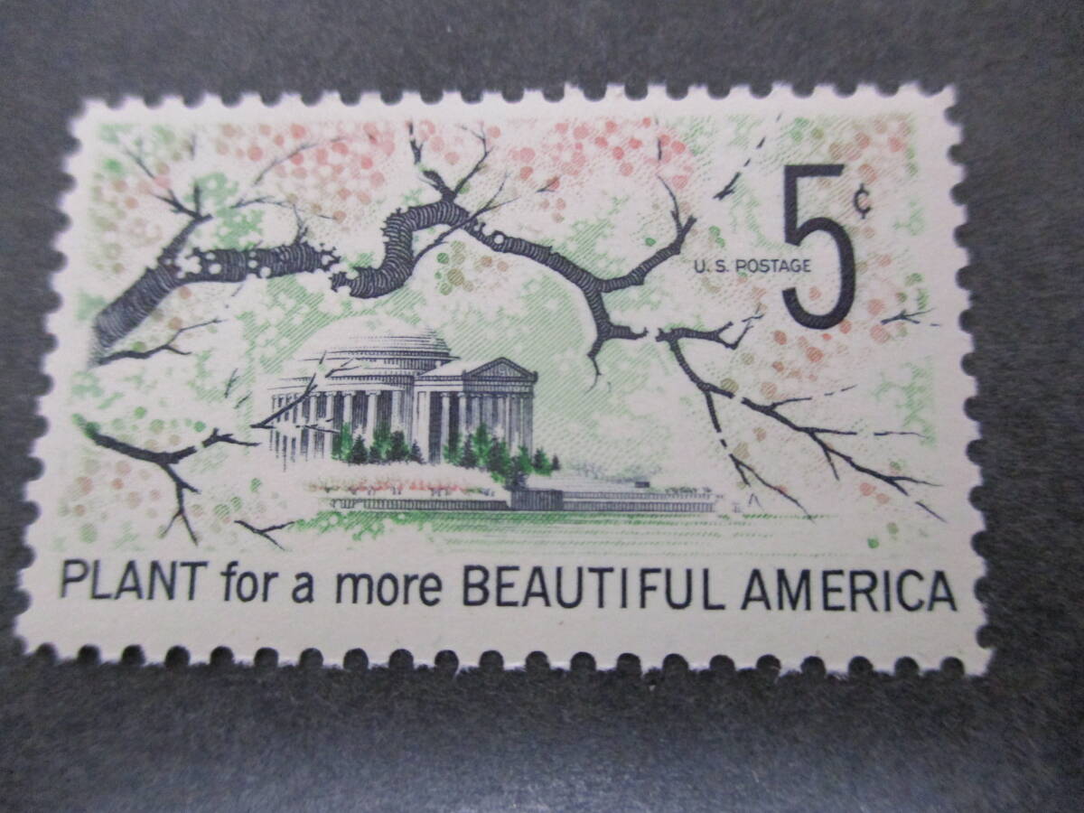 *** America 1966 year [ country earth beautiful . motion ( Sakura 5C ) ] single one-side unused NH glue have *** Sakura / Sakura 