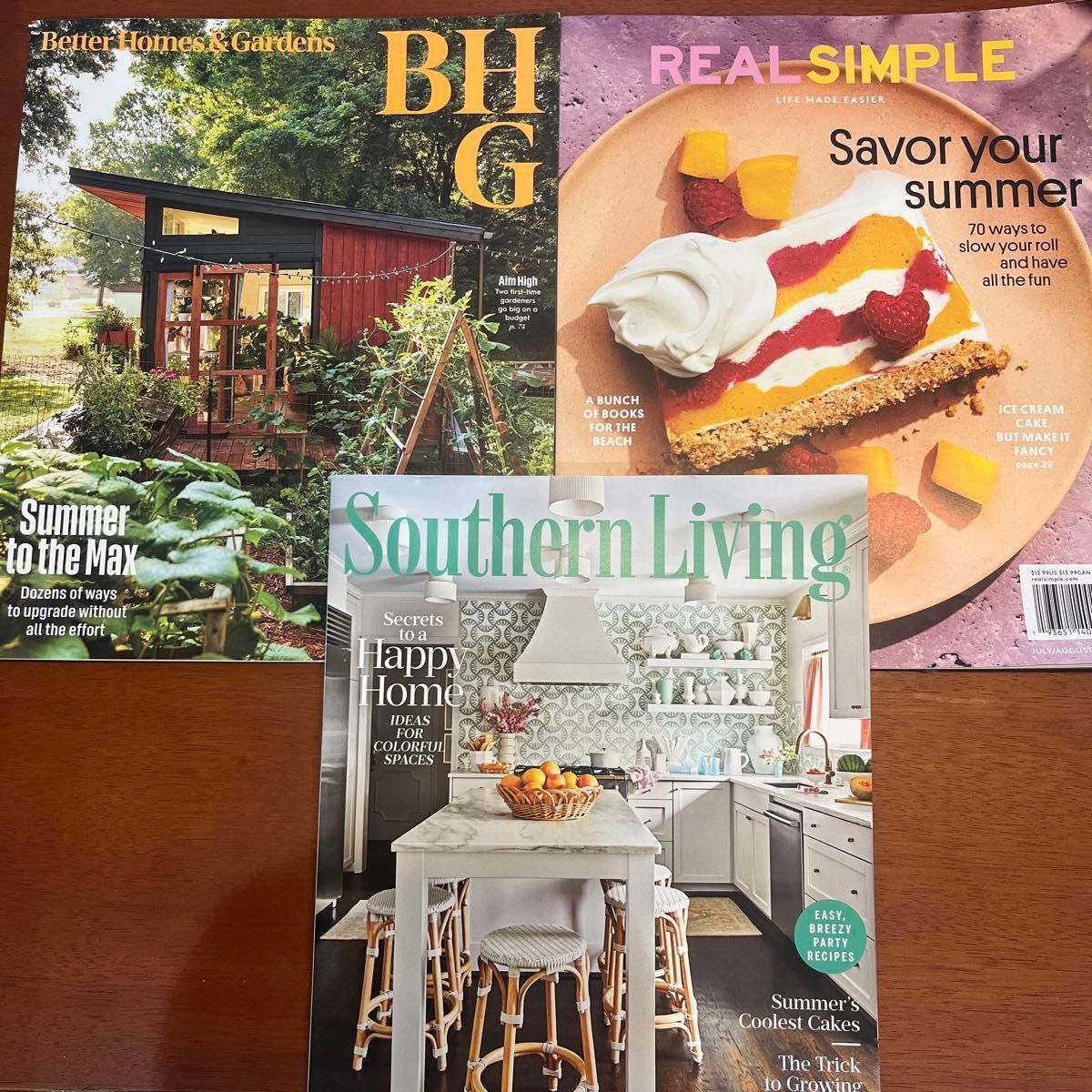 Southern Living、Better Homes&Gardens、Real Simple3冊セット