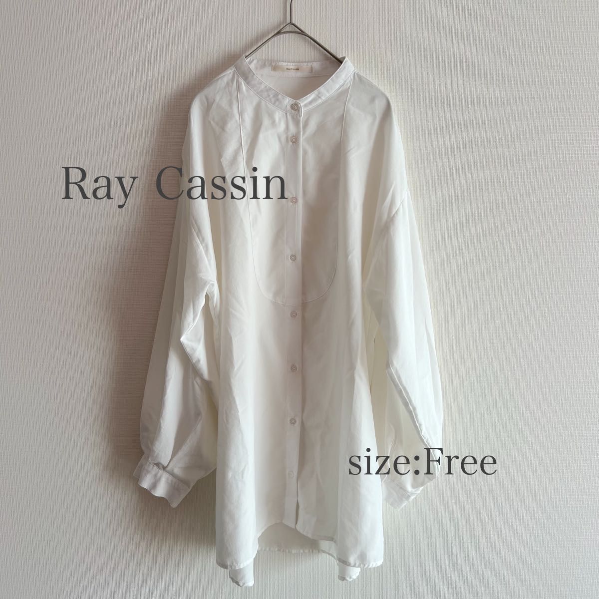 Ray Cassin レイカズン　長袖ブラウス　バンドカラーシャツ　レディースブラウストップス　サイズフリー