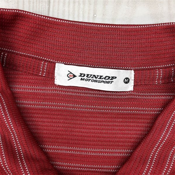 DUNLOP ダンロップ メンズ ボーダー ハーフジップ 半袖ポロシャツ M 赤