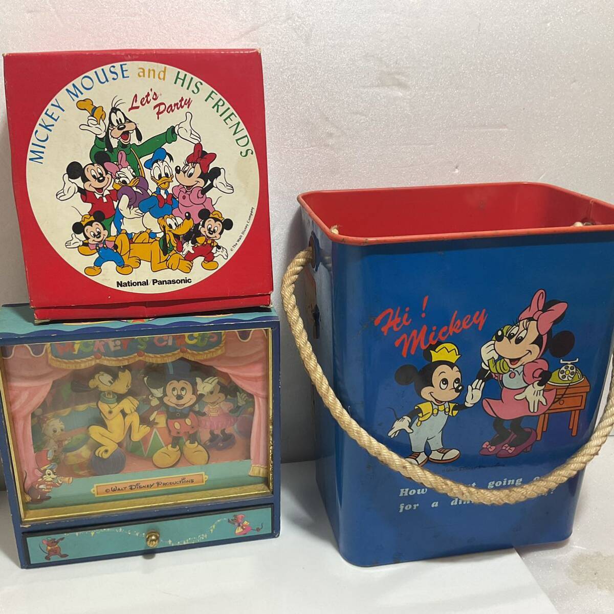  Disney goods large amount set sale that time thing doll puzzle plate key holder badge postcard Hsu red a map etc. Mickey Mouse 