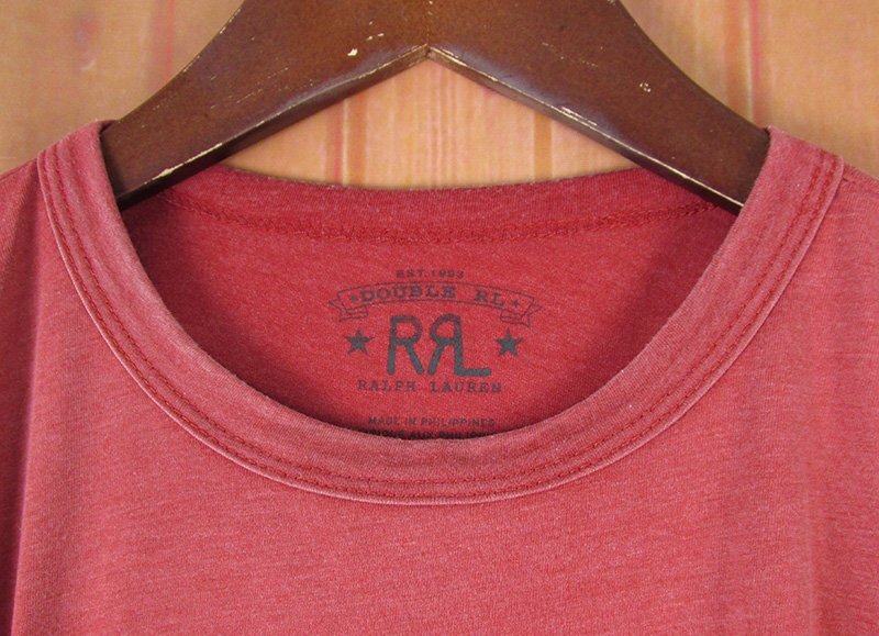 ST10560 RRL ダブルアールエル Tシャツ ロデオ ロゴ ウォッシュ加工 レッド系 S 美品（クリックポスト可）_画像6