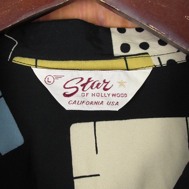 SH4197 東洋 Star of Hollywood スターオブハリウッド 半袖 オープンカラーシャツ SH38638 CARDS OF GAME ブラック L（クリックポスト可）_画像3
