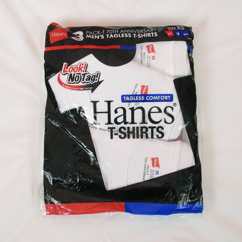 ST10588 Hanes ヘインズ Tシャツ 3P（3枚組）ホワイト XS 未使用_画像1