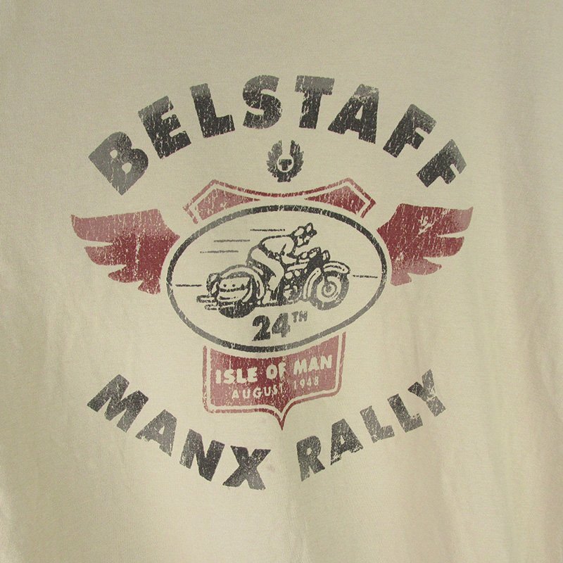 ST10732 BELSTAFF ベルスタッフ Tシャツ イタリア製 ベージュ系 L（クリックポスト可）_画像7