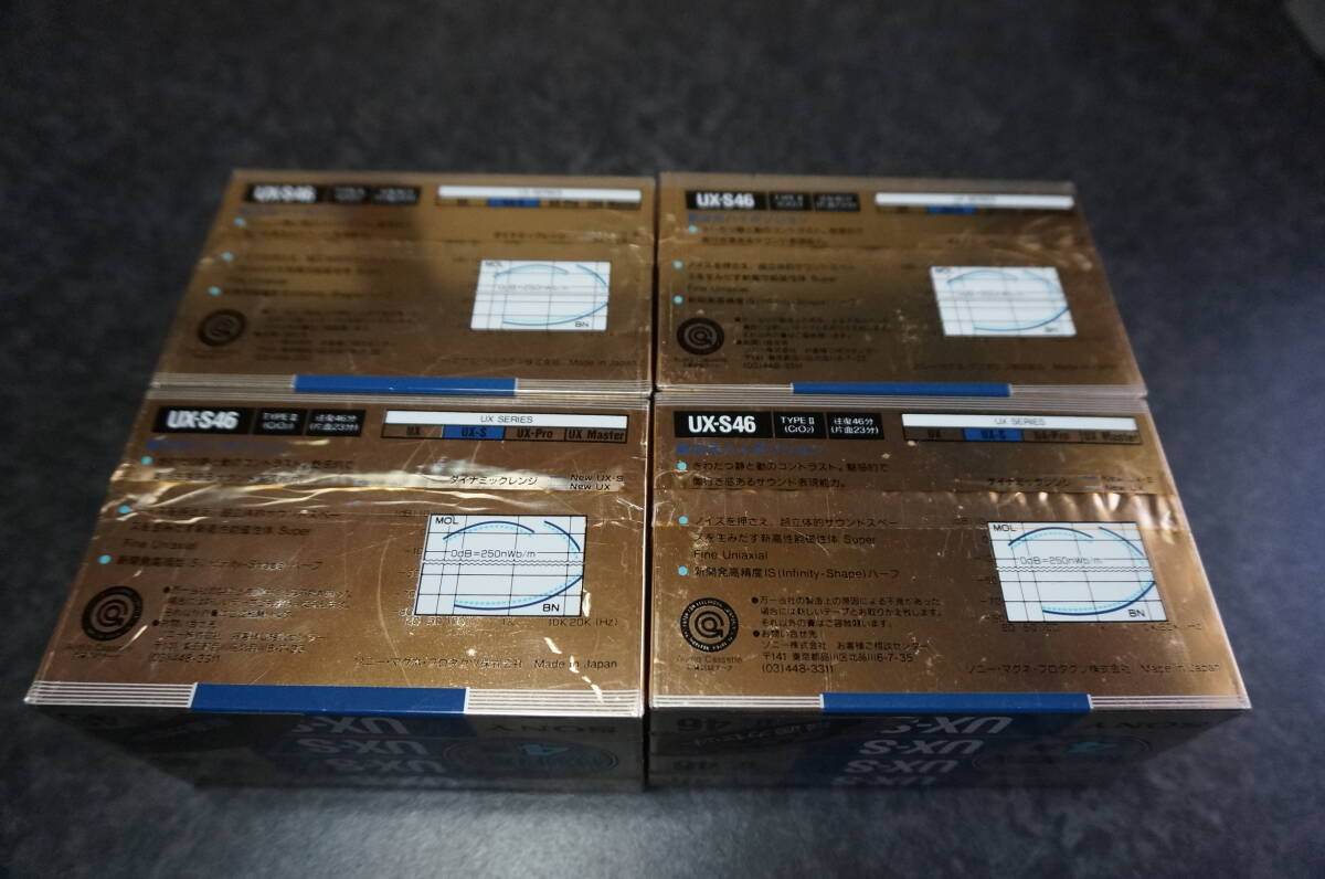 NEW SONY CASSETTE TAPE UX-S 46 4PACK × 4SET 16本 ソニーカセットテープ HIGH TYPE-II 貴重新品未開封未使用品 4本セット４パック_画像3