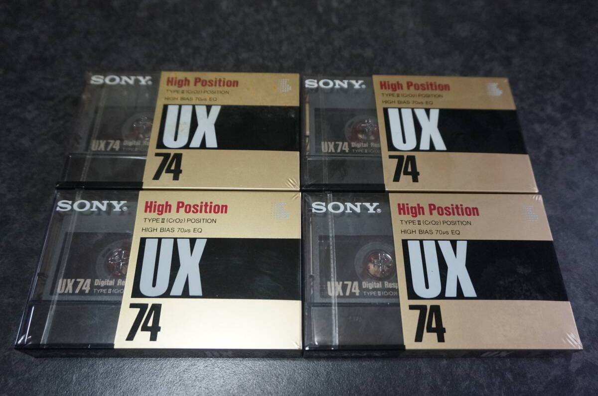 NEW SONY CASSETTE TAPE UX74 × ４本 HIGH POSITION TYPE-II ソニーカセットテープ ハイポジション 貴重な新品未開封未使用品_画像1