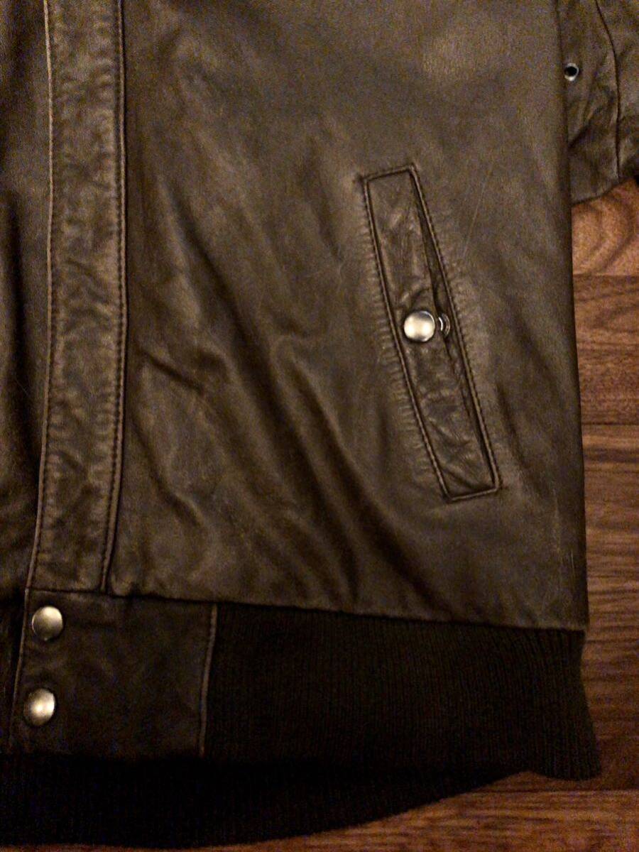  Vintage rib leather jacket short height A2