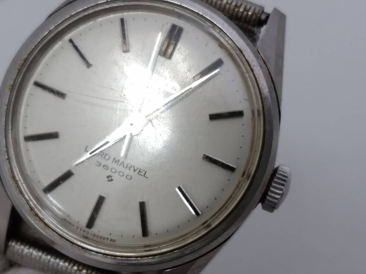 [ junk ]SEIKO Seiko LORD MARVEL load ma- bell 36000 5740-8000 Vintage hand winding wristwatch / silver group face /06KO050104