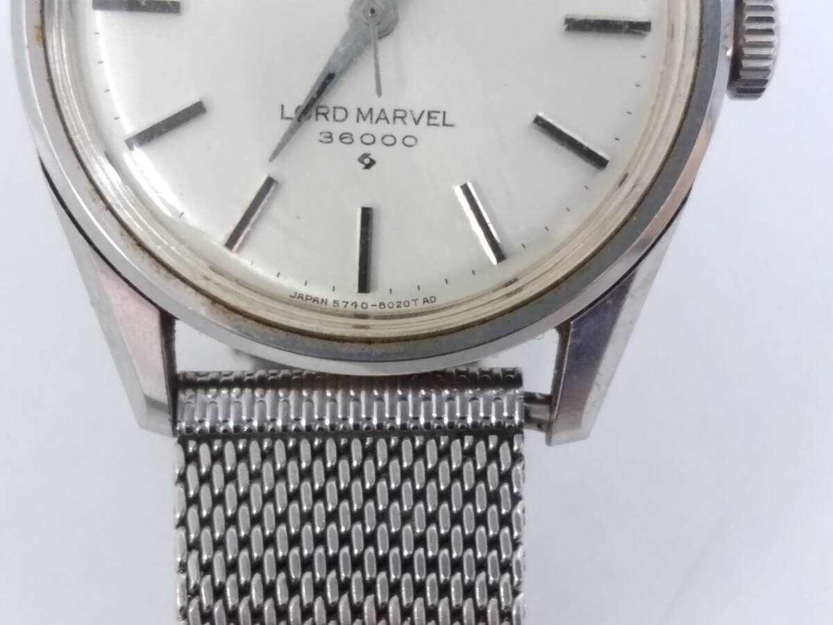 [ junk ]SEIKO Seiko LORD MARVEL load ma- bell 36000 5740-8000 Vintage hand winding wristwatch / silver group face /06KO050104