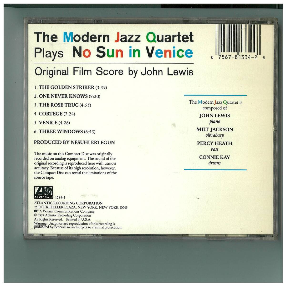 CD☆The Modern Jazz Quartet☆No Sun in Venice☆John Lewis☆MJQ☆US盤☆1284-2_画像2