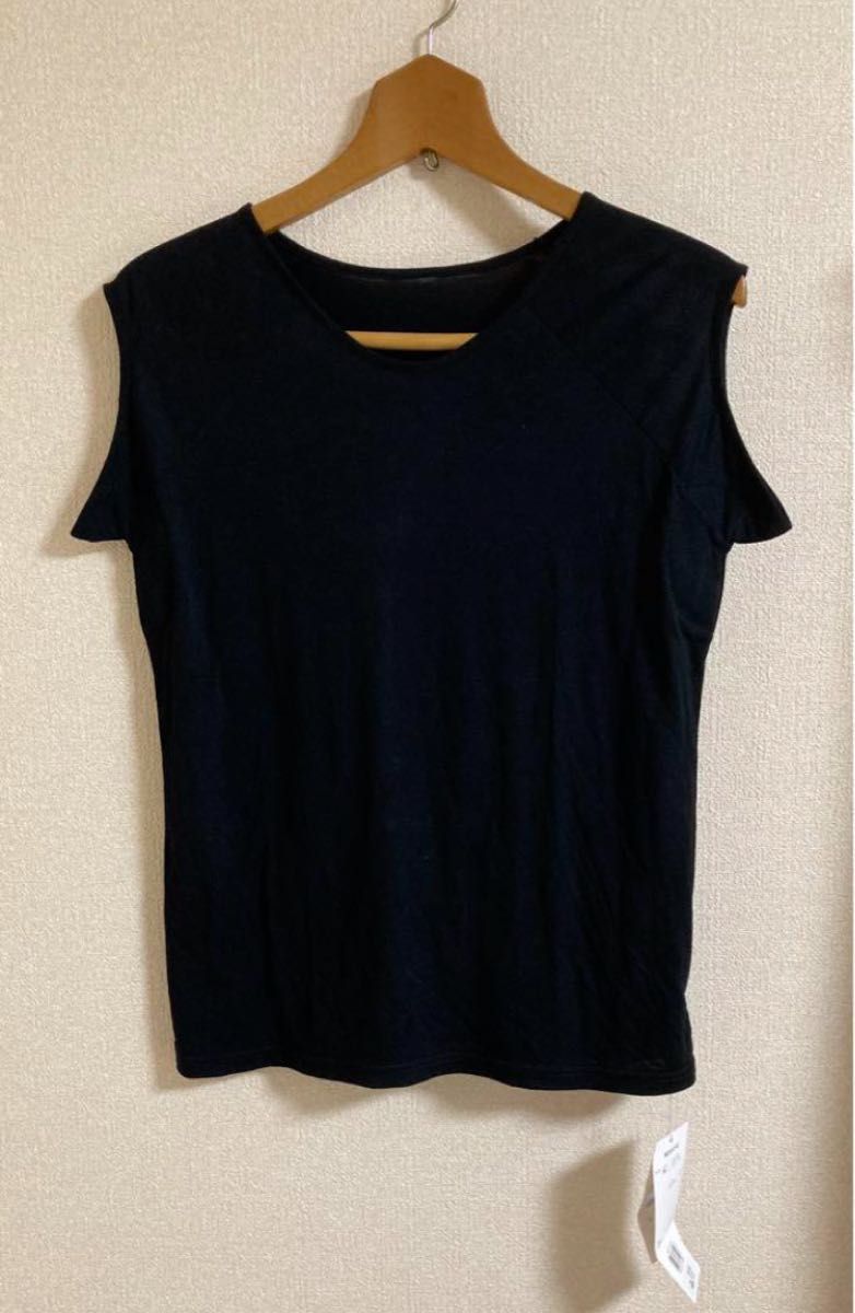 東京ソワール　PETITSOIR ノースリーブTシャツ　冠婚葬祭　Lサイズ　日本製　 カットソー シンプル　ブラック　黒