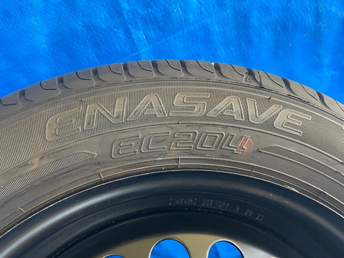 タイヤホイール4本セット 14X4.5J 14インチ 155/65R14　ダンロップ 残山 9～8部山　2022年2本　2023年2本 カルテ401900 棚コンテナ_画像7