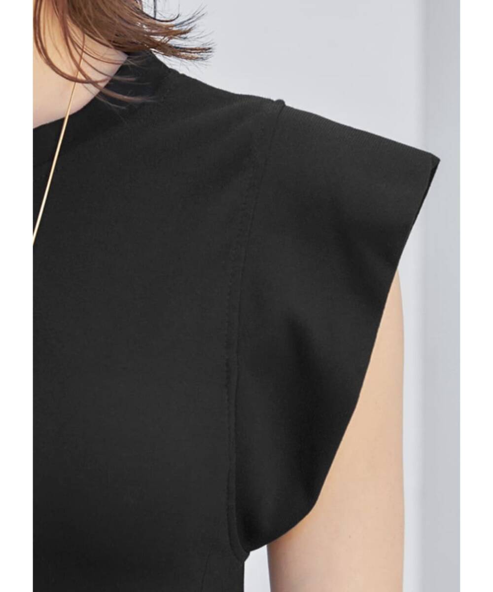 [STYLE DELI] плечо покрытие French рукав cut and sewn One-piece tsu/ черный *F( свободный размер )