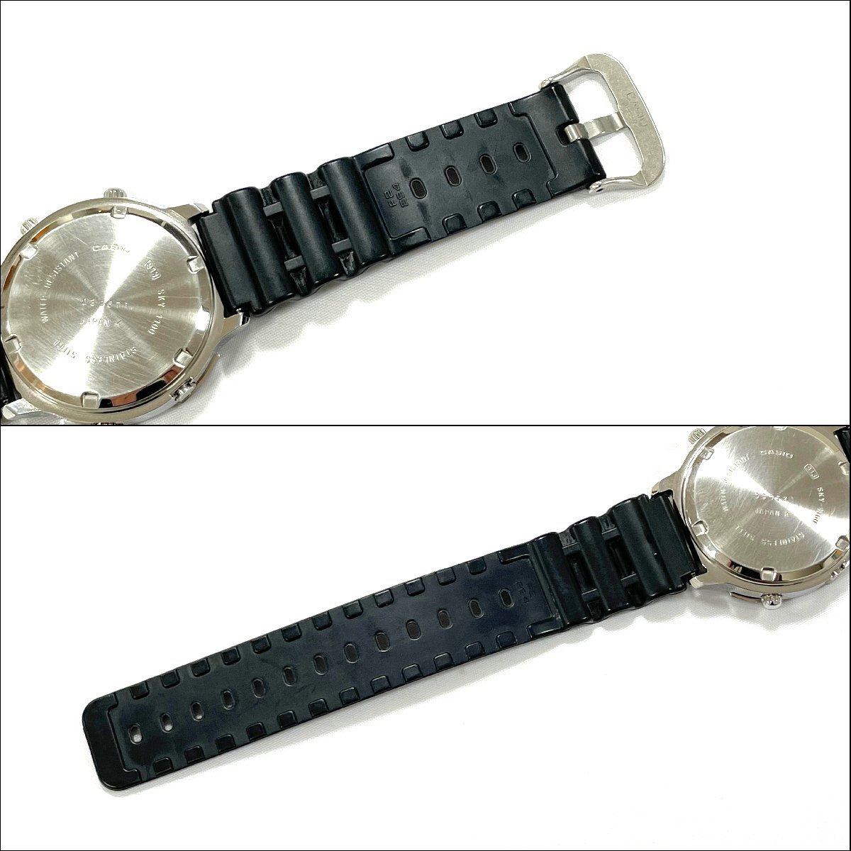 ☆希少 電池交換済み CASIO SKY WALKER カシオ スカイウォーカー SKY-1100 シルバー × ブラック デジタル ヴィンテージ 腕時計の画像9