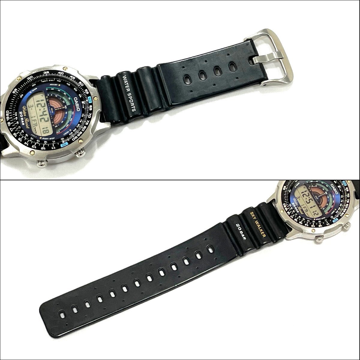 ☆希少 電池交換済み CASIO SKY WALKER カシオ スカイウォーカー SKY-1100 シルバー × ブラック デジタル ヴィンテージ 腕時計の画像8