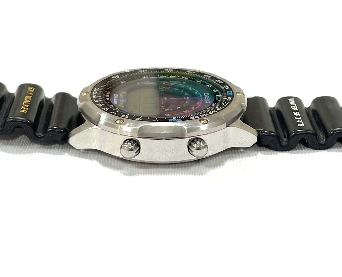 ☆希少 電池交換済み CASIO SKY WALKER カシオ スカイウォーカー SKY-1100 シルバー × ブラック デジタル ヴィンテージ 腕時計の画像5