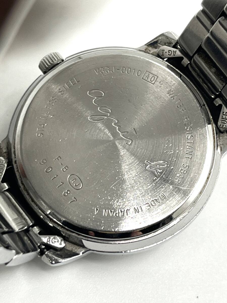 【電池切れ】agnes b アニエスベー　腕時計 V33J-0010 クオーツ アナログ ラウンド ブラック シルバー