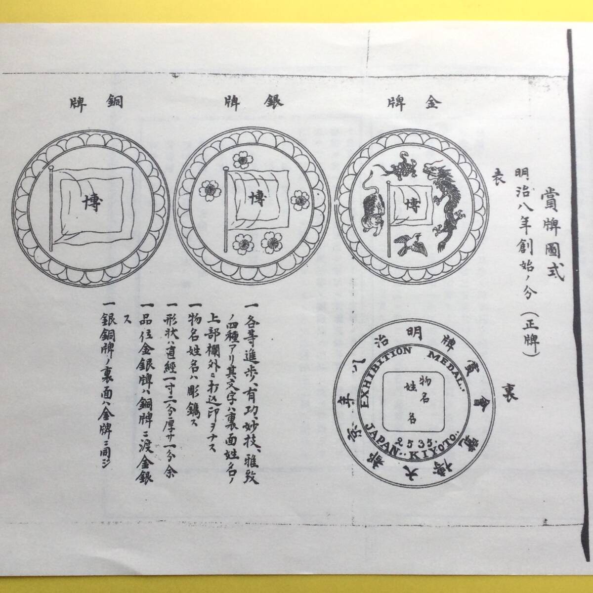 造幣局製　メダル　京都府博覧會賞牌　進歩　明治時代　銅メダル　記念メダル　戦前　アンティーク　博覧會　京都府博覧会社　希少_画像6