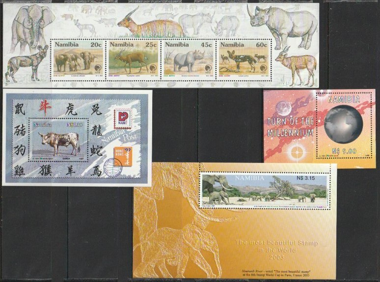 ナミビア３０　1979～1981（未使用記念　小型シート　動物　年賀　地球）４種_画像1