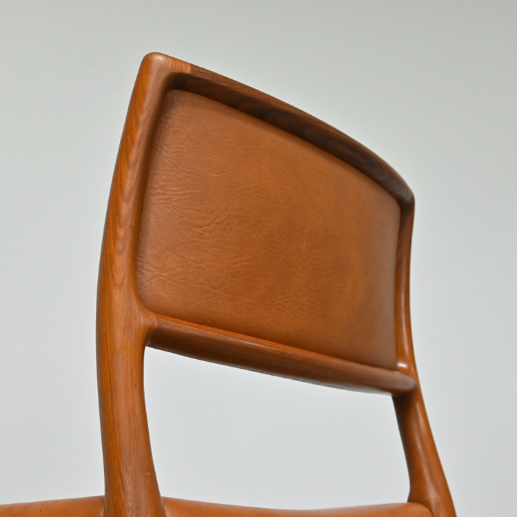  Denmark J.L.Moller *Model 80~ original leather × cheeks material dining chair 70 period Vintage /mola- Northern Europe Wegner actus ite-