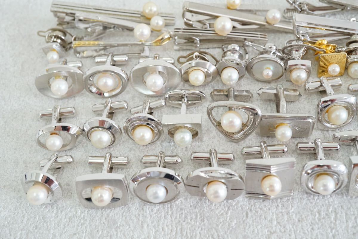 C295 アコヤ真珠など 本真珠 タイピン カフス タイタック ヴィンテージ アクセサリー 大量 まとめて おまとめ まとめ売り 不揃い含む の画像4