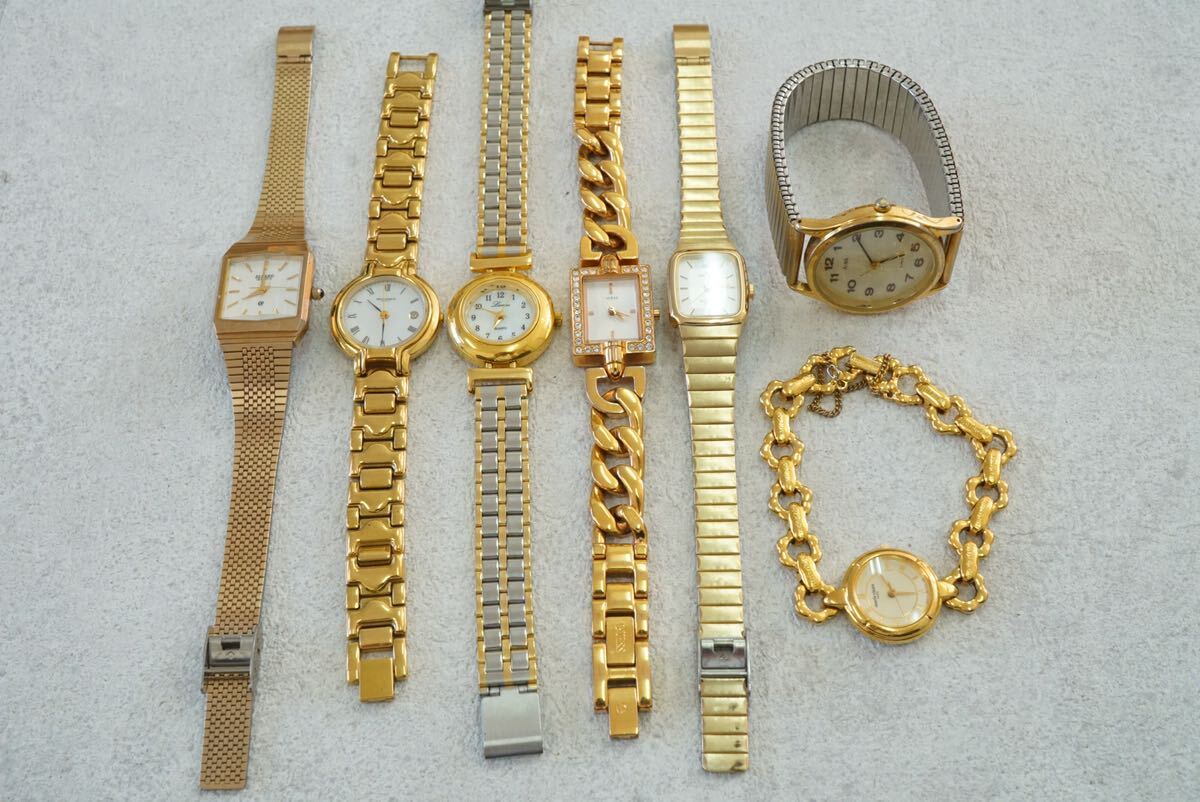 F591 GUESS/ALBAなど ゴールドカラー 腕時計 メンズ レディース アクセサリー クォーツ 大量 セット まとめて おまとめ まとめ売り 不動品の画像1