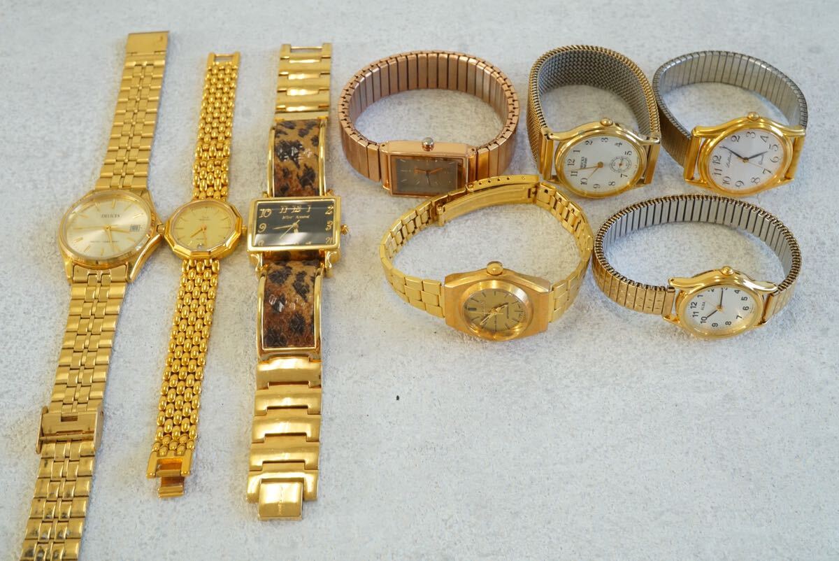 F568 ALBAなど ゴールドカラー 腕時計 メンズ レディース アクセサリー クォーツ 大量 セット まとめて おまとめ まとめ売り 不動品の画像1