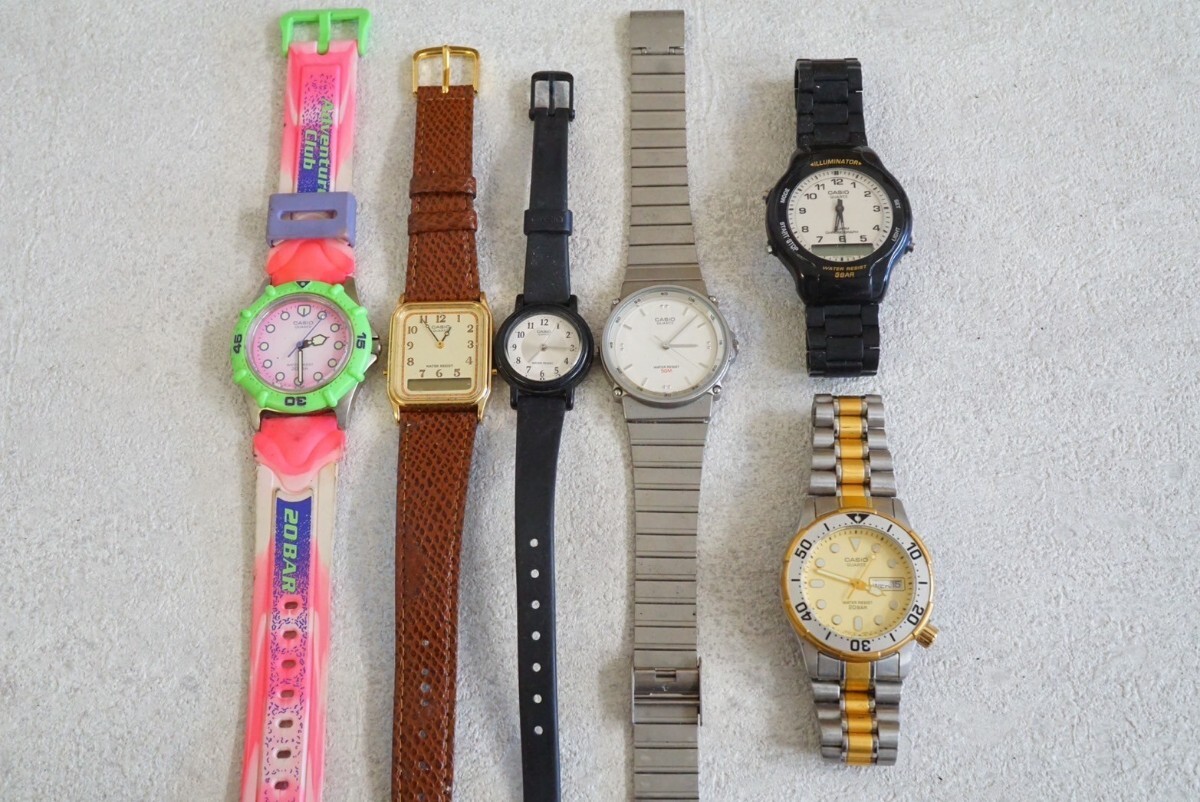 F866 CASIO/カシオ クォーツ デジタル メンズ レディース 腕時計 6点セット アクセサリー 大量 まとめて おまとめ まとめ売り 不動品_画像1