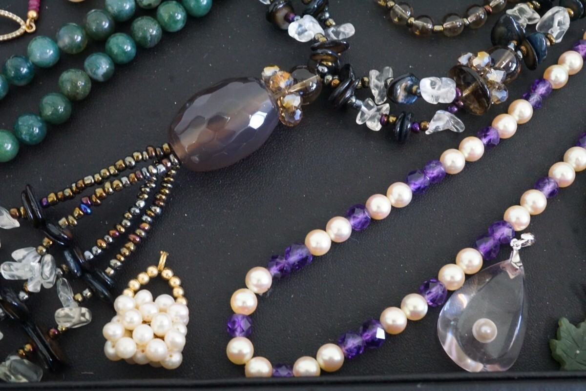 C380 Junk contains natural stone etc. necklace pendant brooch other Vintage accessory large amount set together . summarize set sale 