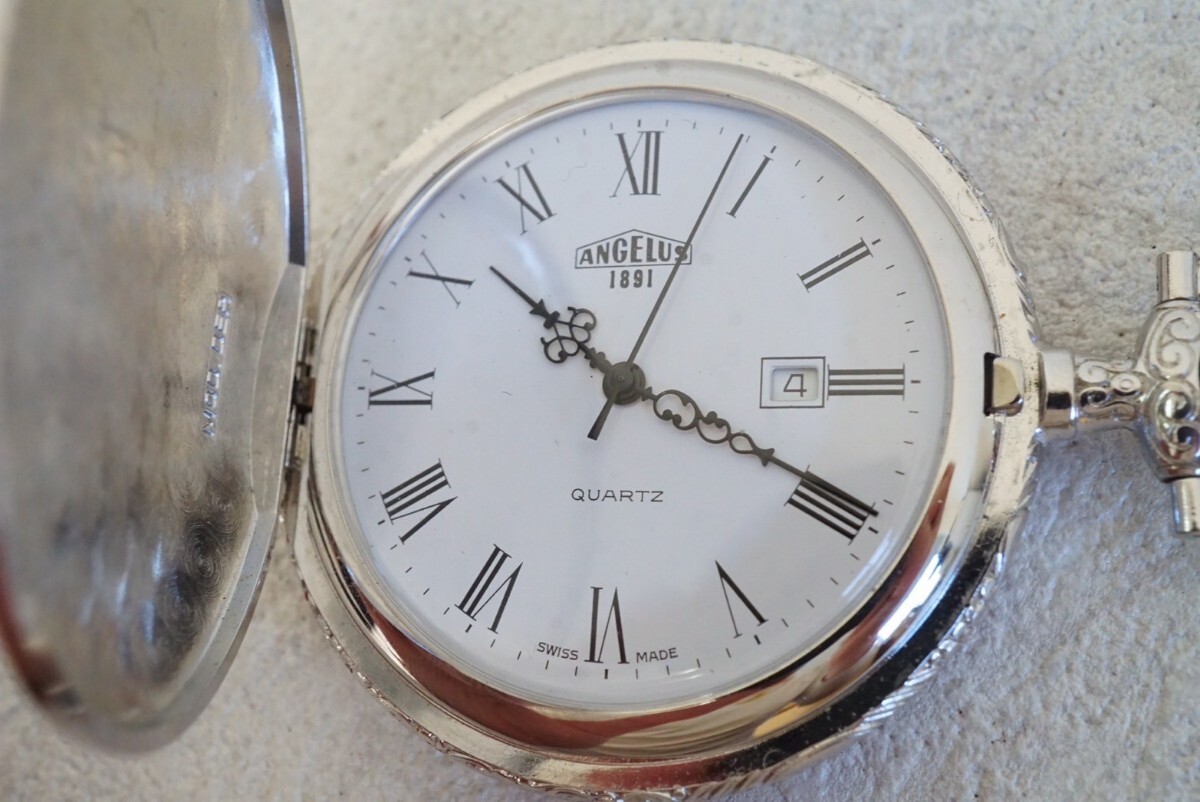 F949 Anne jelas/ANGELUS 1891 calendar pocket watch brand Vintage accessory quartz Switzerland SWISS clock immovable goods 