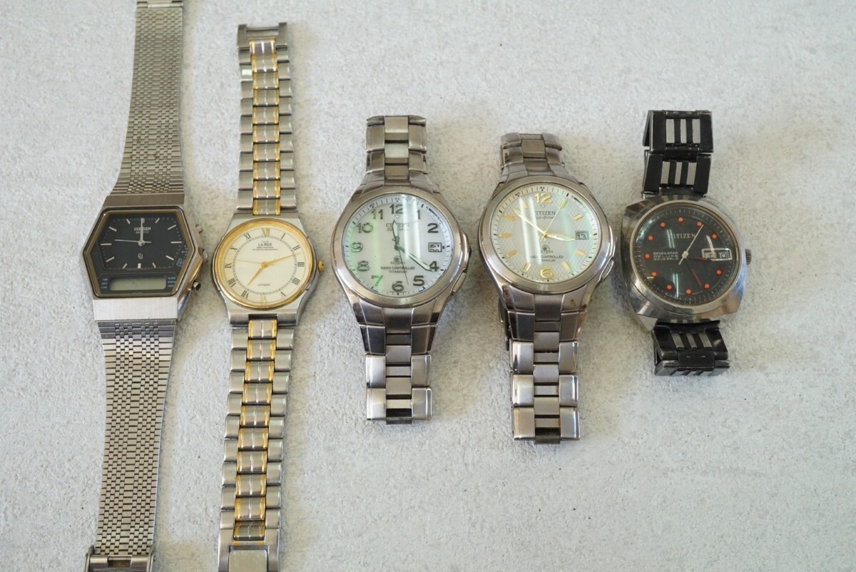 F921 all CITIZEN/ Citizen men's wristwatch 5 point set quartz brand accessory large amount together . summarize set sale junk 