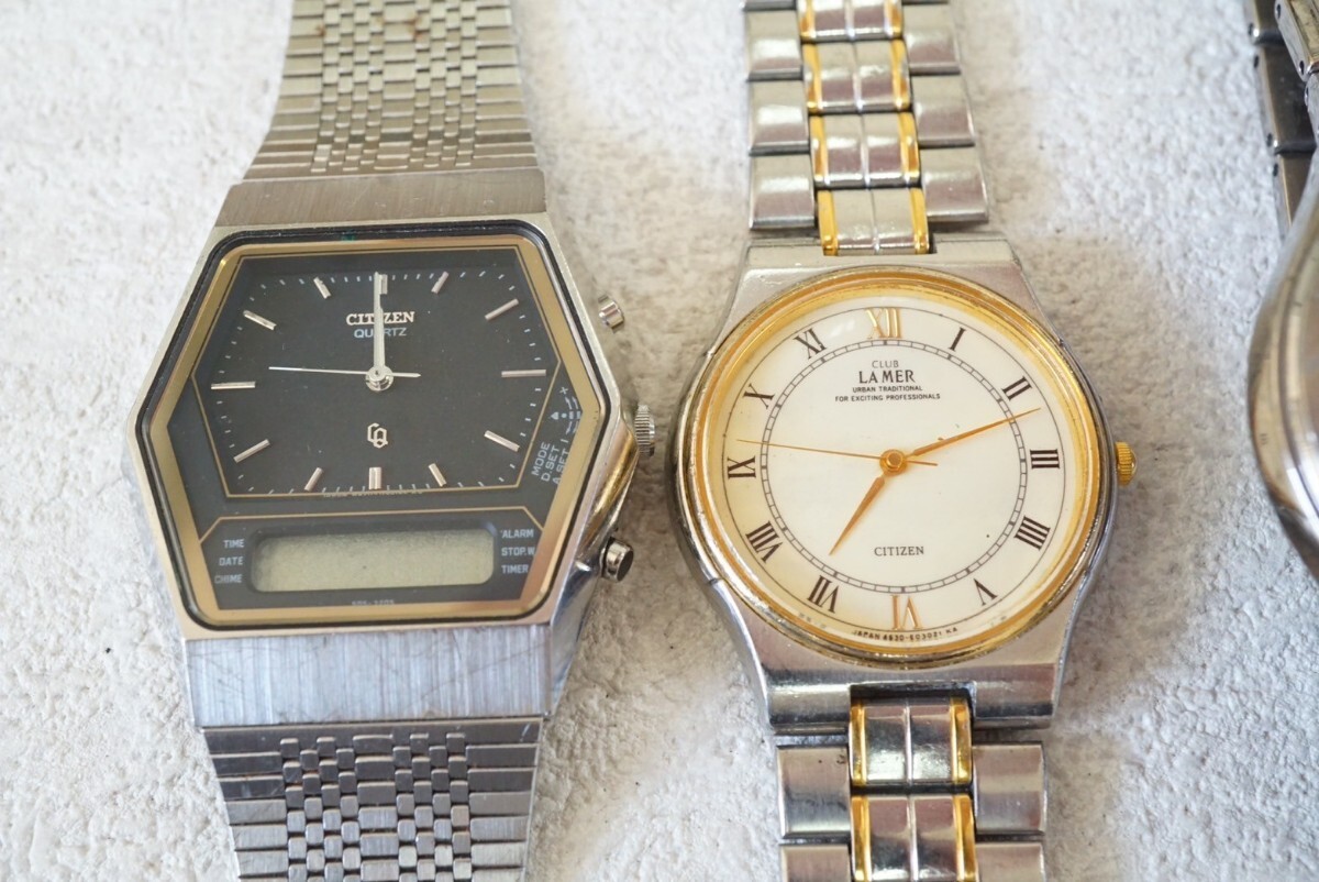 F921 all CITIZEN/ Citizen men's wristwatch 5 point set quartz brand accessory large amount together . summarize set sale junk 