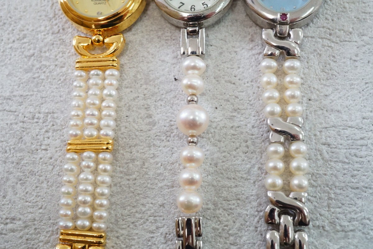 F1044ps.@ pearl fresh water pearl diamond ruby contains lady's wristwatch 3 point accessory quartz large amount together . summarize set sale immovable goods 