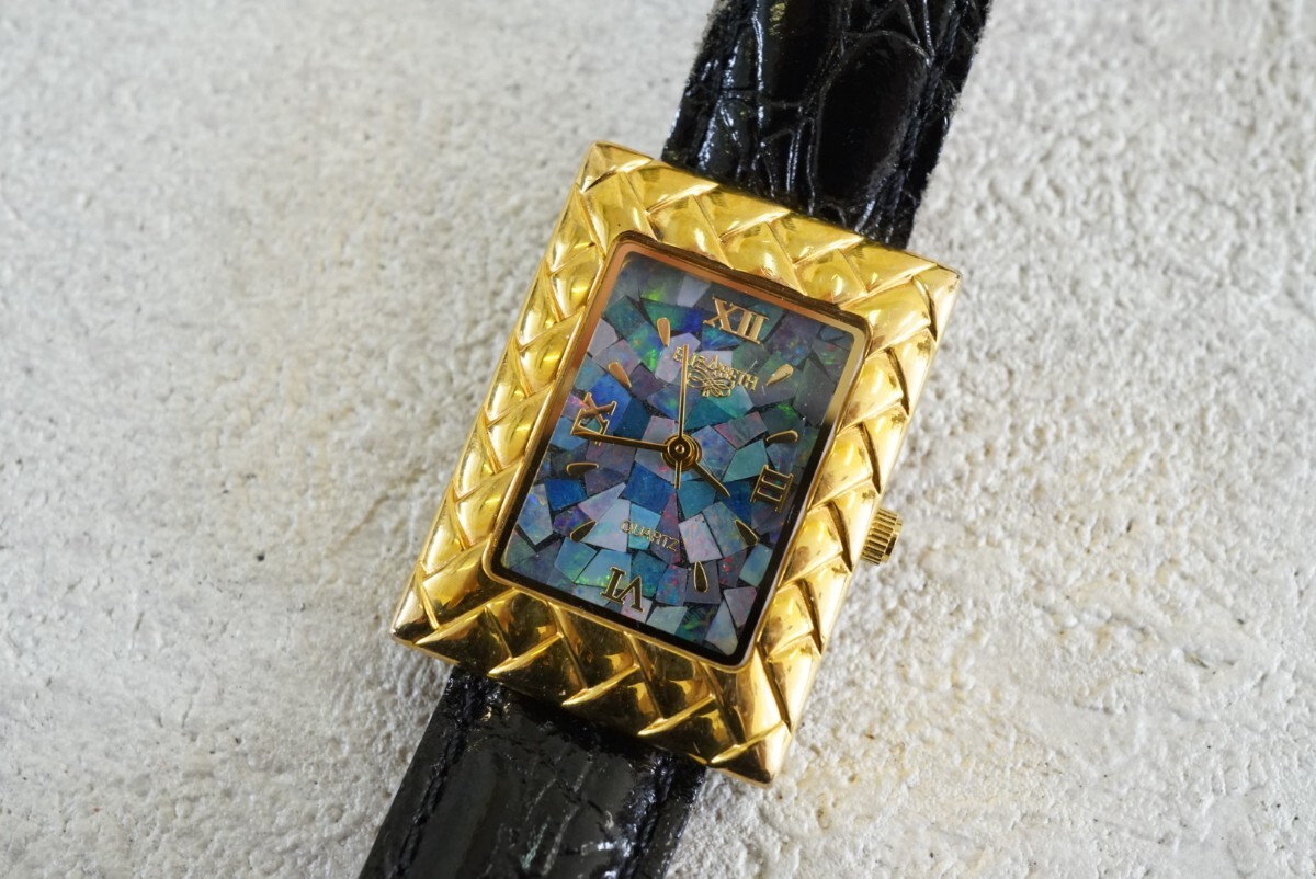 F1132 ELIZABETHmo The ik opal opal Gold color lady's . ornament wristwatch brand accessory quartz Vintage immovable goods 