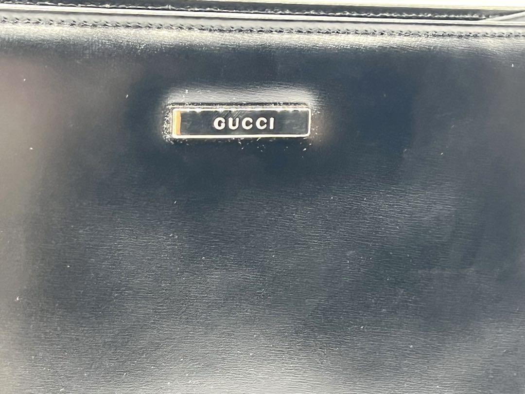 外観美品　GUCCI セカンドバッグ　クラッチ　ロゴプレート　レザー