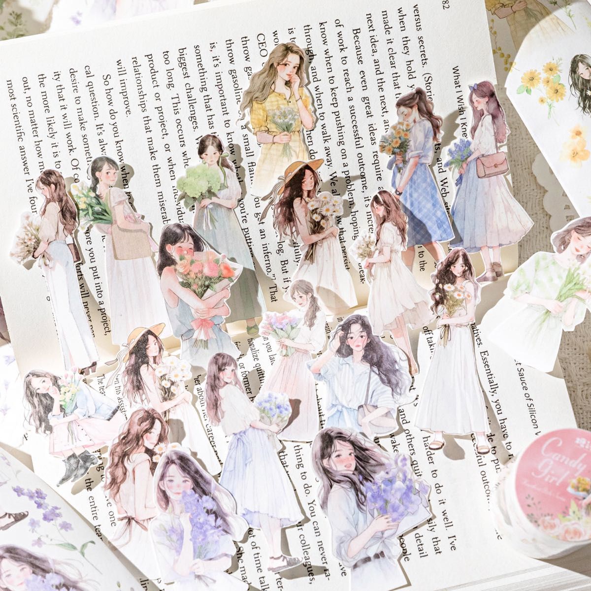 乙女恋シリーズ 6種 マスキングテープ 和紙 マステ シール 上品 女の子 可愛い 素材紙 スクラップブッキング コラージュ