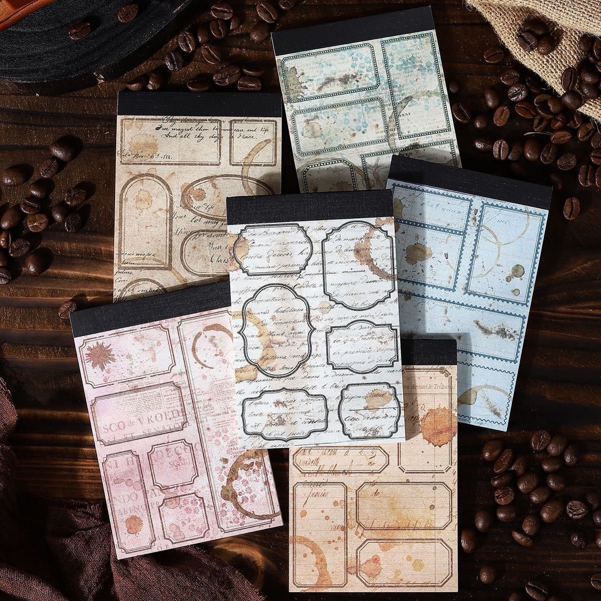 喫茶日記シリーズ 6種180枚 デザインペーパー 素材紙 切り取り線 レトロ メモ 装飾 スクラップブッキング コラージュ_画像1