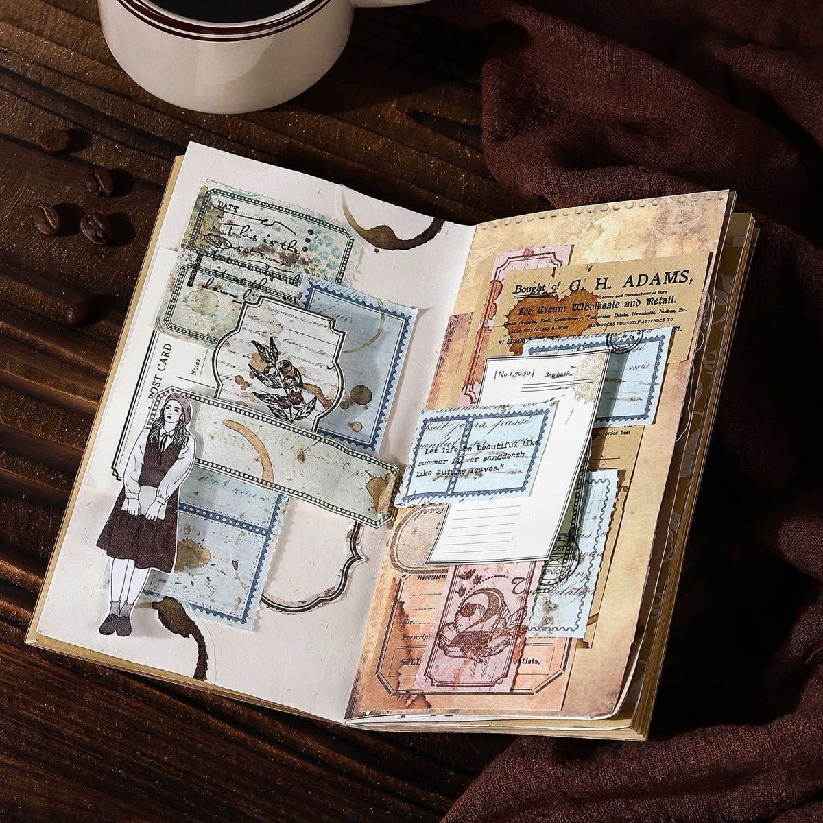 喫茶日記シリーズ 6種180枚 デザインペーパー 素材紙 切り取り線 レトロ メモ 装飾 スクラップブッキング コラージュ_画像7
