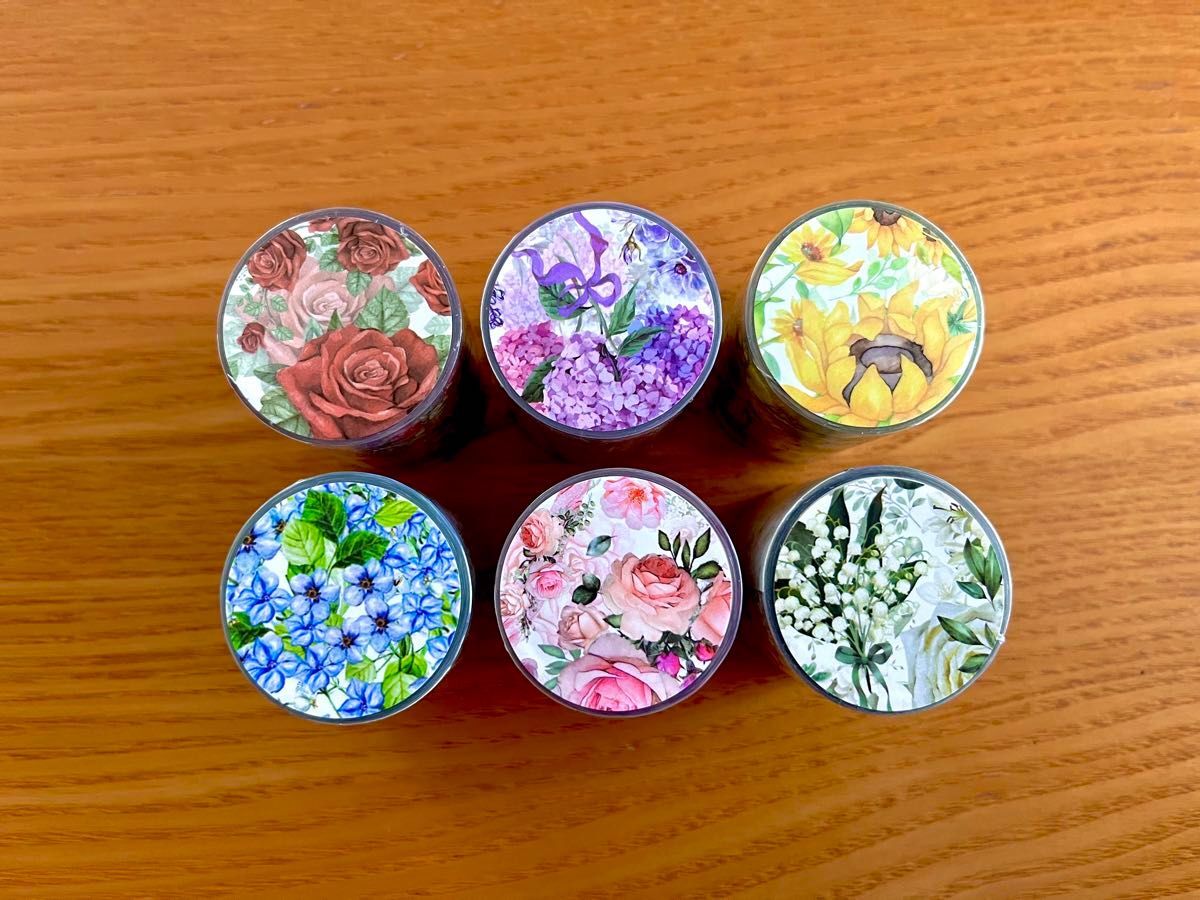 花の庭園シリーズ 6種 PET マスキングテープ マステ シール テープ 花 華やか 上品 華麗 スクラップブッキング コラージュ