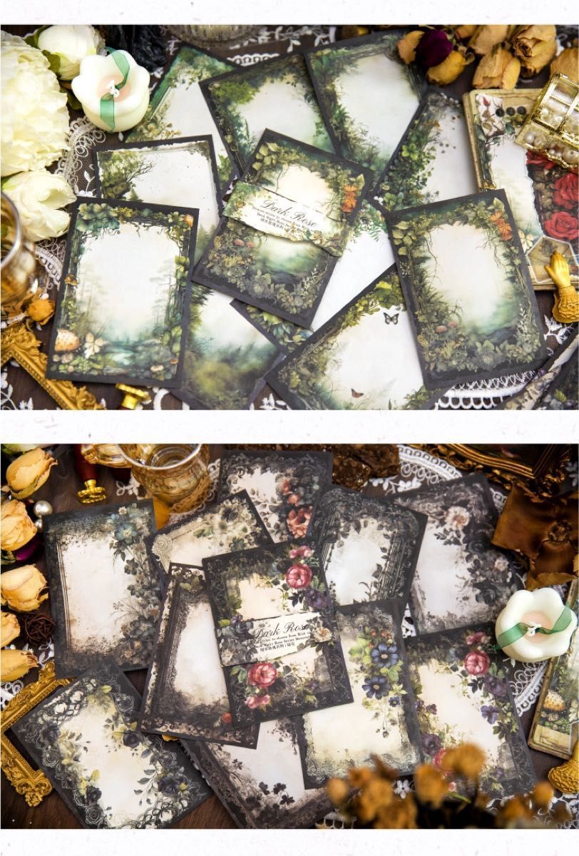 月夜の花シリーズ 5種150枚 デザインペーパー レトロ 花 装飾 華麗 スクラップブッキング ジャンクジャーナル コラージュ