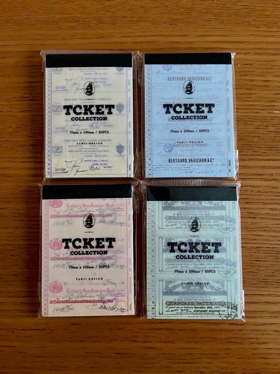 チケットコレクションシリーズ 4種200枚 素材紙 チケット風 票券風 半券 スクラップブッキング ジャンクジャーナル コラージュ