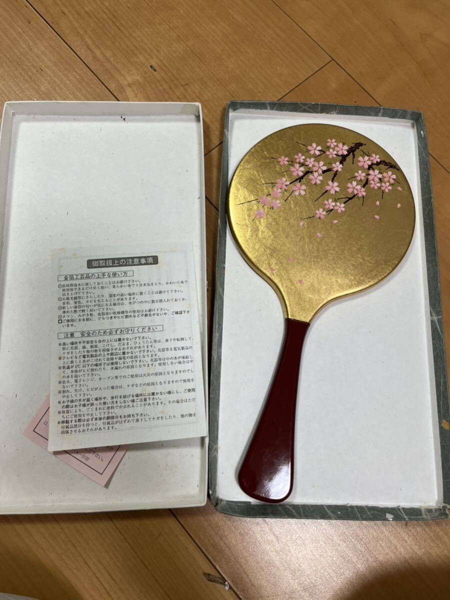 手鏡 ミラー 金箔伝統工芸 小物 レトロ 大正　京都　お土産に！中古_画像2