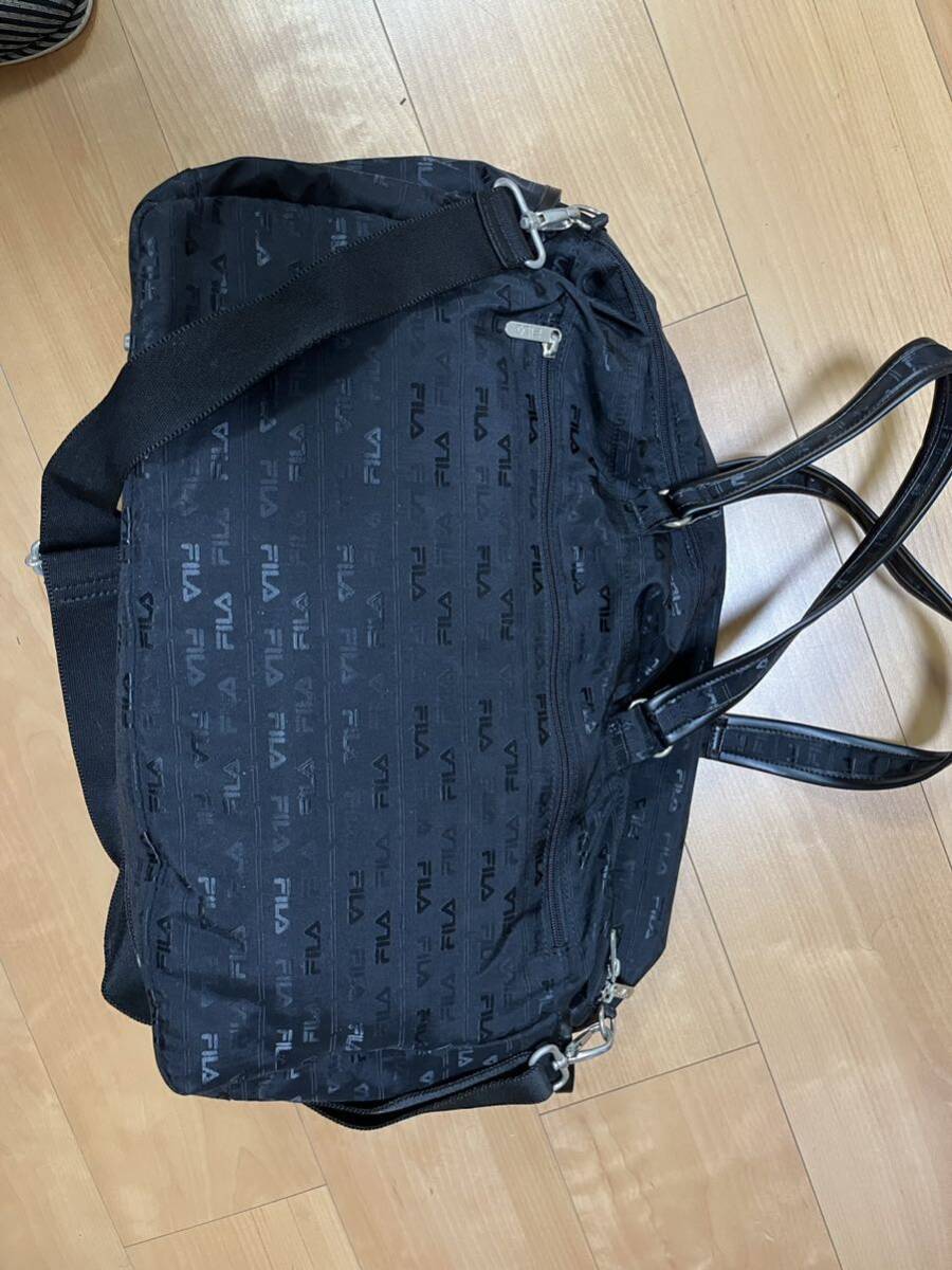  almost new goods FILA filler 2way bag tote bag travel for travel bag 2-3. for shoulder bag nylon black 2WAY small travel *.. travel and so on!