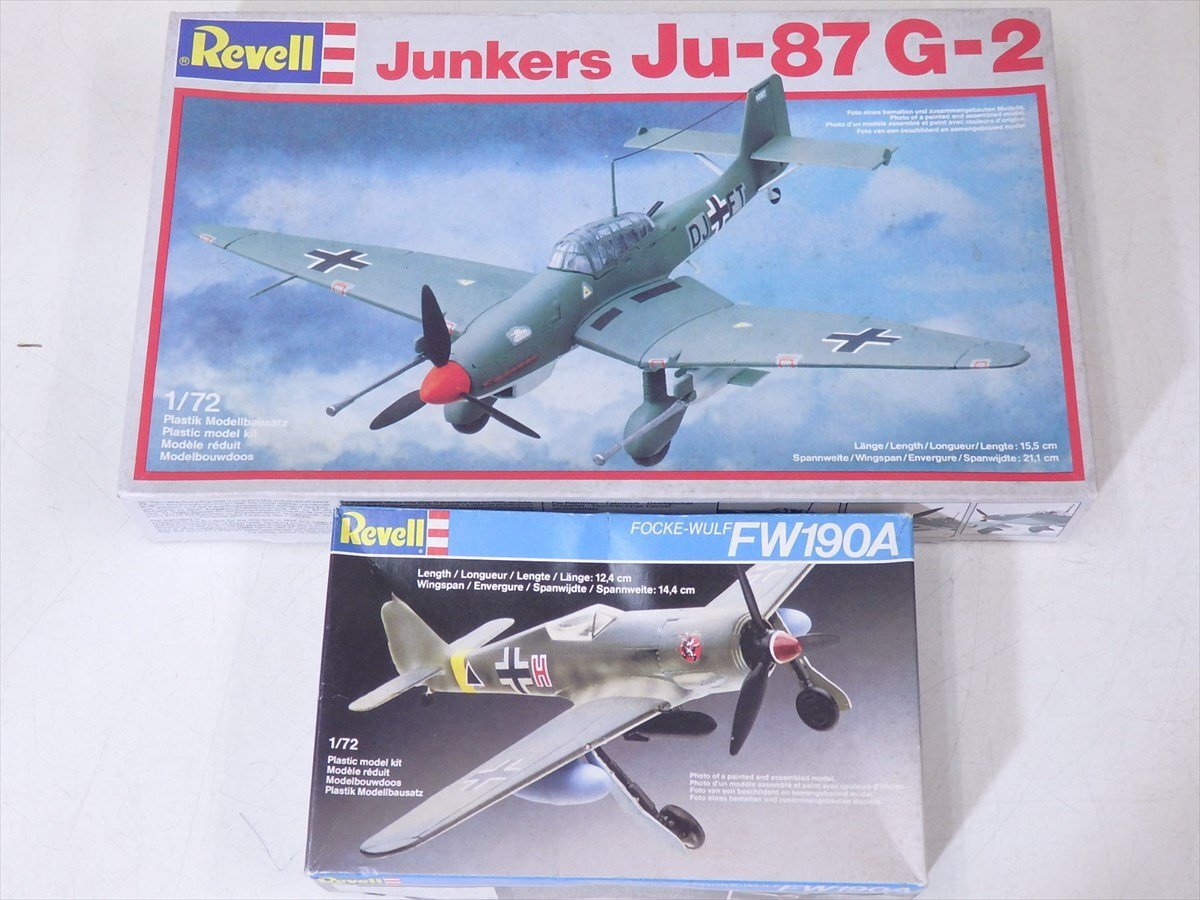 ★レベル【ドイツ空軍 プラモデル2箱】1/72　ユンカース Ju87 G-2・ フォッケウルフ Fw190A　未組立　戦闘機_画像1