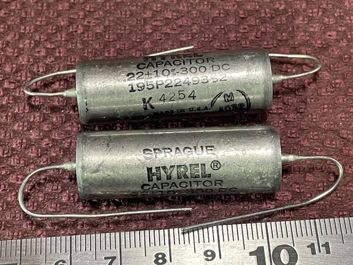 SPRAGUE 195P ''HYREL'' ビンテージ オイルペーパー コンデンサ 0.22uF/ 300V ×２個_画像1